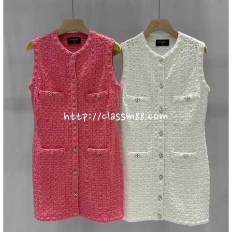 샤넬 24 한정판 여성 민소매 원피스 A7172