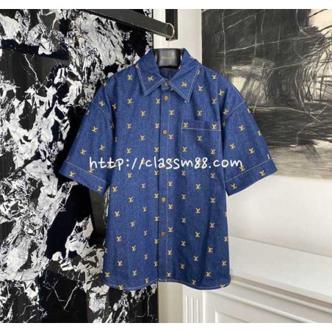 루이비통 24 한정판 남여공용 반팔 청셔츠 A7183