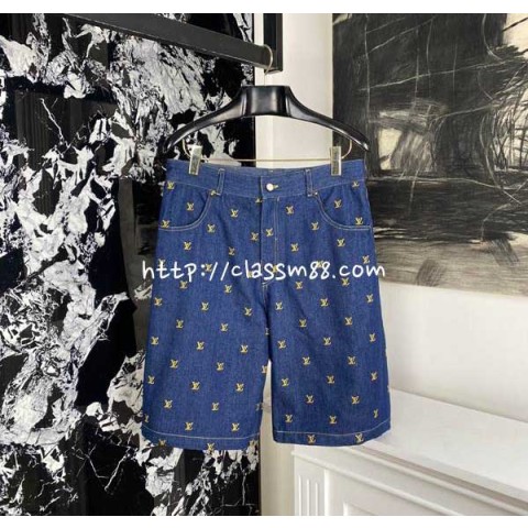 루이비통 24 한정판 남여공용 청바지 반바지 A7184