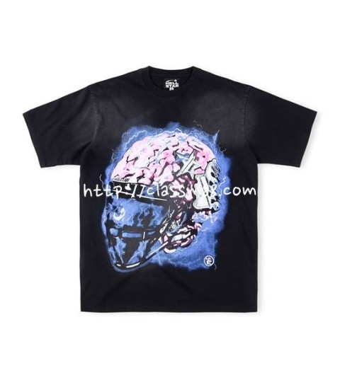 Hellstar Studios 24 한정판 Brain Helmet Short Sleeve 남여공용 반팔 티셔츠 A7285