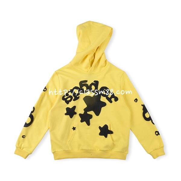 Sp5der 24 한정판 555555 Wed yellow star Hoodie pants 아동 긴팔 후드 티셔츠 A7332