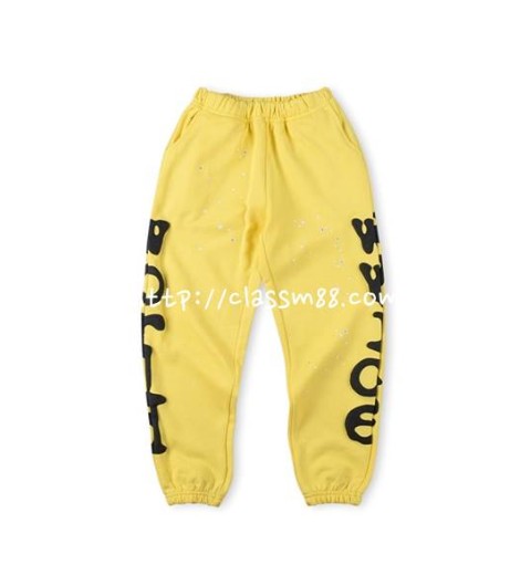 Sp5der 24 한정판 555555 Wed yellow star Hoodie pants 아동 긴바지 A7333