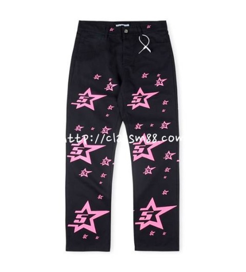 Sp5der 24 한정판 All Over 5 Star Denim Trucker Jacket pants 긴바지 A7454