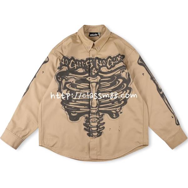 Hellstar Studios 24 한정판 Airbrushed Bones Longsleeve 남여공용 긴팔 셔츠 A7531