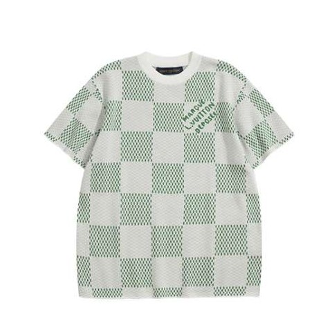 루이비통 24 한정판 다미에 코튼 숏 슬리브 크루넥 A7743