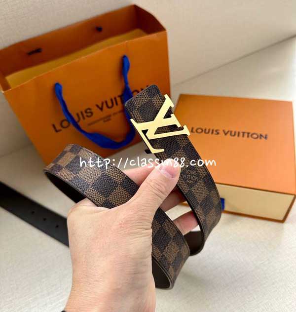 루이비통 24 한정판 3.4cm Damier Cobalt 소가죽 카프스킨 벨트 F603