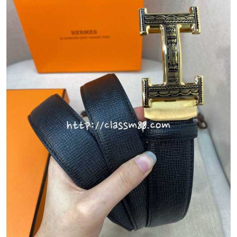에르메스 24 한정판 3.5cm 소가죽 카프스킨 벨트 F611