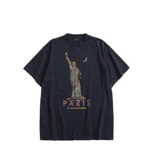 발렌시아가 24 한정판 PARIS 프린트 라운드 티셔츠 A8539