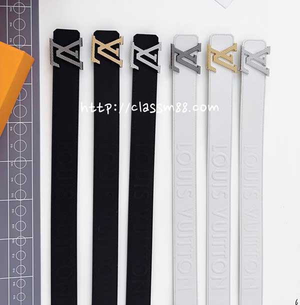 루이비통 24 한정판 S-Lock 3.5cm 소가죽 카프스킨 벨트 F615
