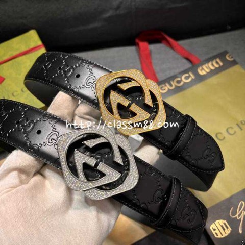 구찌 24 한정판 소가죽 카프스킨 4.0cm 벨트 F635