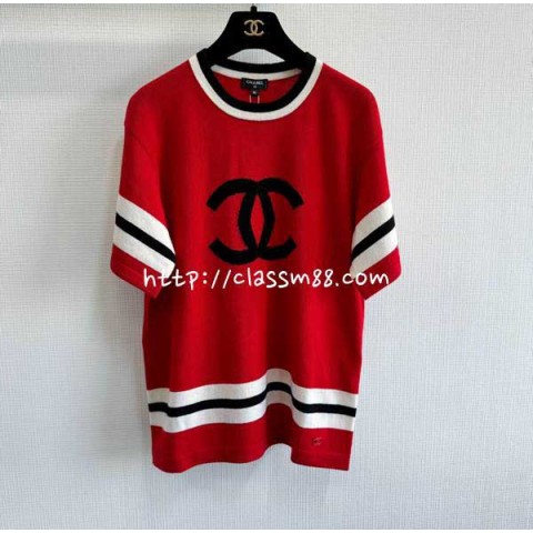 샤넬 24 한정판 양털 반팔 니트 A8892