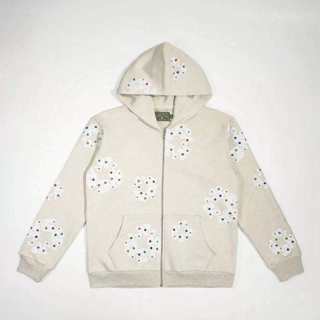 DENIM TEARS 24 한정판 RHINESTONE 남여공용 긴팔 후드 자켓 A8724
