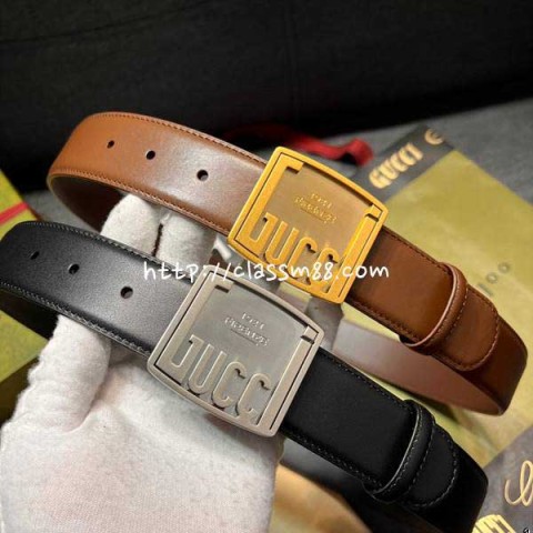 구찌 24 한정판 소가죽 카프스킨 3.5cm 벨트 F656