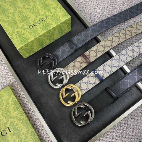 구찌 24 한정판 소가죽 카프스킨 3.8cm 벨트 F699