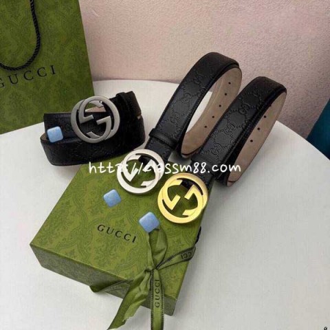구찌 24 한정판 소가죽 카프스킨 3.8cm 벨트 F704