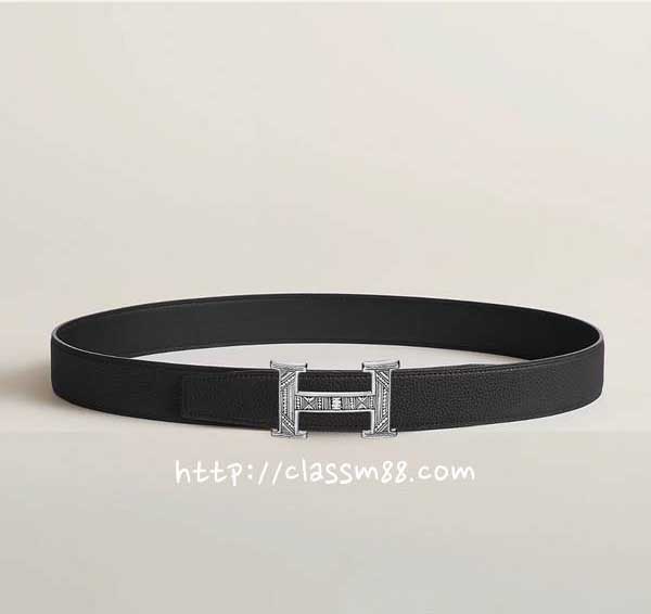 에르메스 24 한정판 H TOUAREG BELT BUCKLE & REVERSIBLE LEATHER STRAP 3.2cm 벨트 F713