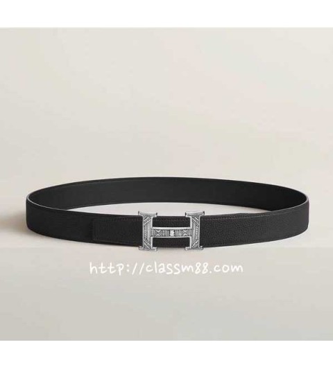 에르메스 24 한정판 H TOUAREG BELT BUCKLE & REVERSIBLE LEATHER STRAP 3.2cm 벨트 F713