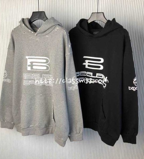 발렌시아가 24 한정판 AI Generated Hoodie 남여공용 긴팔 후드 티셔츠 A8897