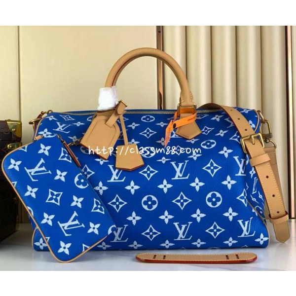 루이비통 24 한정판 7색 Speedy P9 Bandoulière 40 Monogram Leather 소가죽 카프스킨 여행 가방 C3279