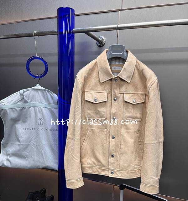 Brunello Cucinelli 24 한정판 XP88081 소가죽 카프스킨 긴팔 자켓 A9415