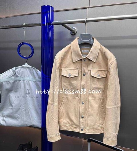 Brunello Cucinelli 24 한정판 XP88081 소가죽 카프스킨 긴팔 자켓 A9415