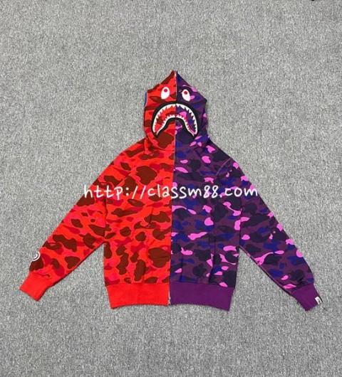 베이프 24 한정판 XX233 Bape City Camo Half SharkFull Zip Hoodie 남여공용 긴팔 후드 자켓 A9626