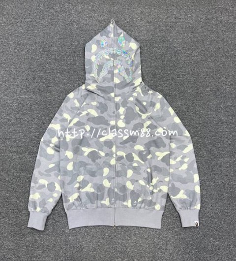 베이프 24 한정판 XX091 BAPE CITY CAMO SHARK HOODIE 남여공용 긴팔 후드 자켓 A9627