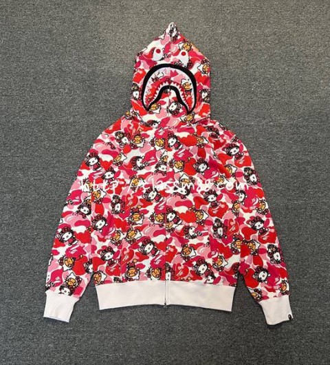 베이프 24 한정판 XX127 BAPE X HelloKitty 남여공용 긴팔 후드 자켓 A9629