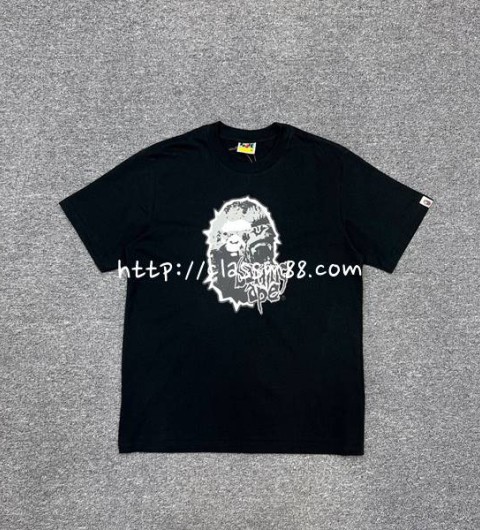 베이프 24 한정판 XX273 BAPE MAD APE HEAD TEE 남여공용 반팔 티셔츠 A9633