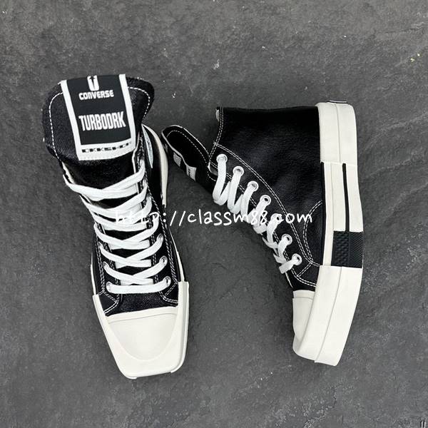 릭오웬스 x 컨버스 24 한정판 DRKSHDW X CONVERSE TURBODRK HI 남여공용 하이 신발 B3507