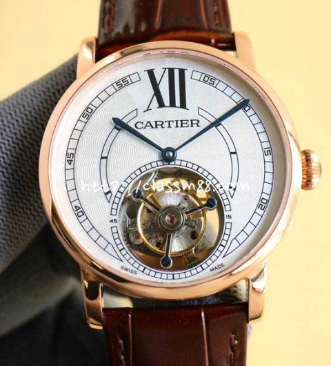 까르띠에 24 한정판 Rotonde de Cartier Tourbillon Cadran Love 오토매틱 시계 W136