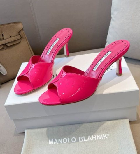 MANOLO BLAHNIK 24 한정판 5색 7.5cm 여성 슬리퍼 B3724