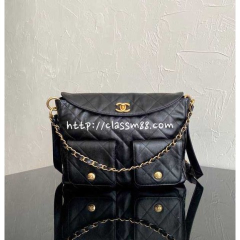 샤넬 24 한정판 m7662 hobo 소가죽 카프스킨 크로스백 가방 C3580