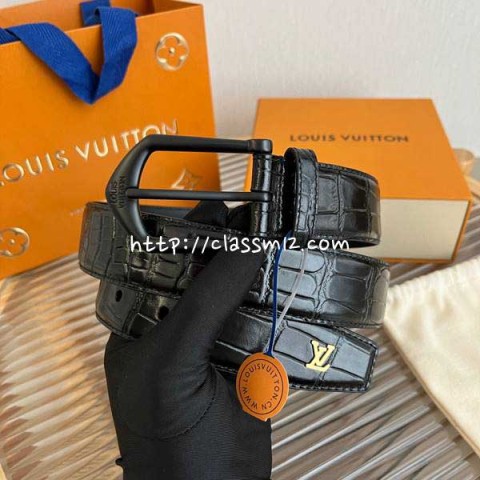 루이비통 25 한정판 3.5cm 소가죽 카프스킨 벨트 F859