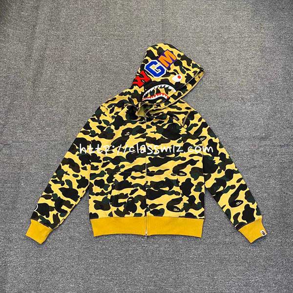 베이프 25 한정판 XX121 BAPE 1ST CAMO SHARK FULL 남여공용 긴팔 후드 자켓 A10827