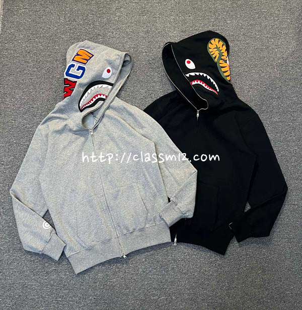 베이프 25 한정판 XX125 BAPE SHARK FULL ZIP 남여공용 긴팔 후드 자켓 A10837