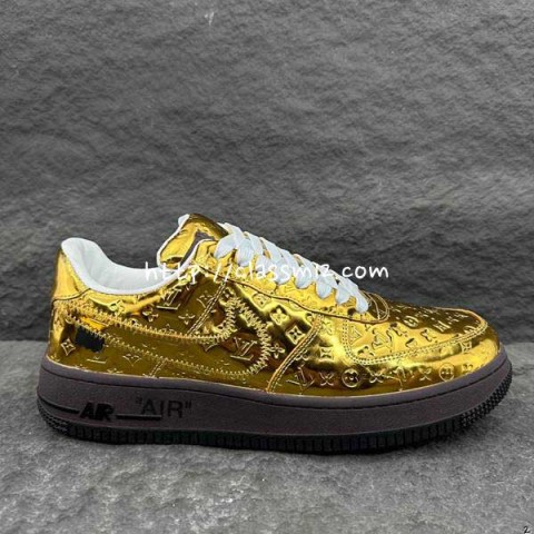 루이비통 x 나이키 25 한정판 Air Force 남녀공용 소가죽 카프스킨 운동화 B4169