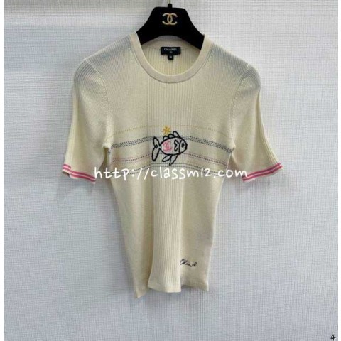 샤넬 25 한정판 반팔 니트 티셔츠 A11015
