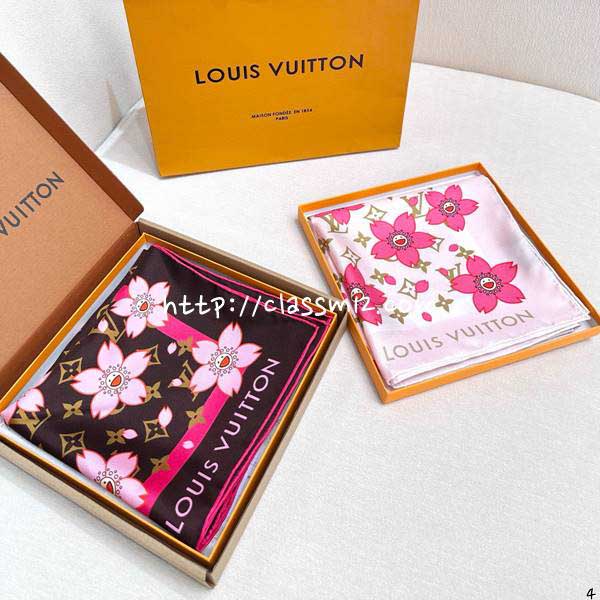 루이비통 25 한정판 TM MONOGRAM CHERRY BLOSSOM 트윌리 스카프 D2628