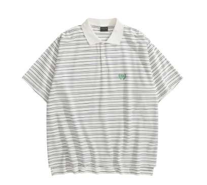 발렌시아가 25 한정판 로고 자수 스트라이프 폴로 셔츠 A11239
