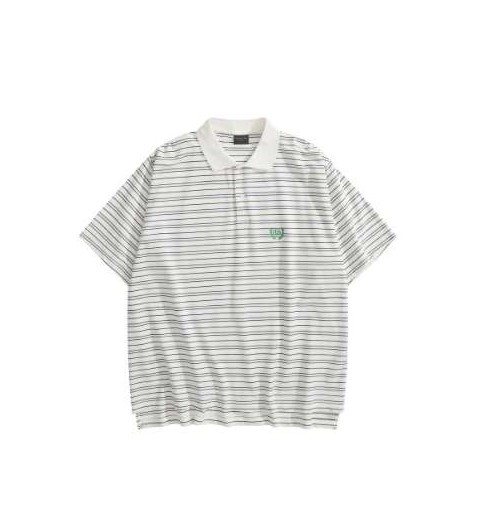 발렌시아가 25 한정판 로고 자수 스트라이프 폴로 셔츠 A11239