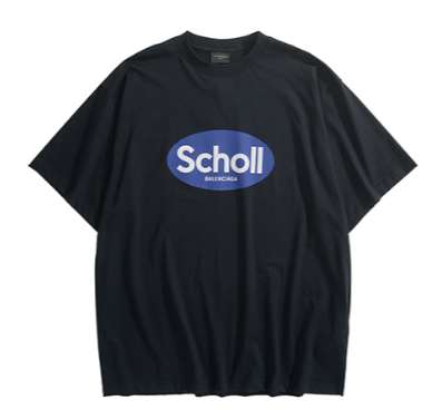 발렌시아가 25 한정판 Scholl 로고 프린트 라운드 티셔츠 A11275
