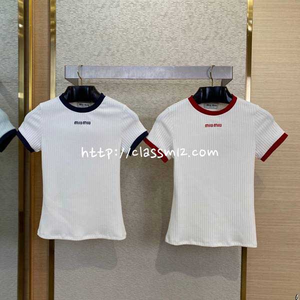 미우미우 25 한정판 여성 반팔 티셔츠 A10982