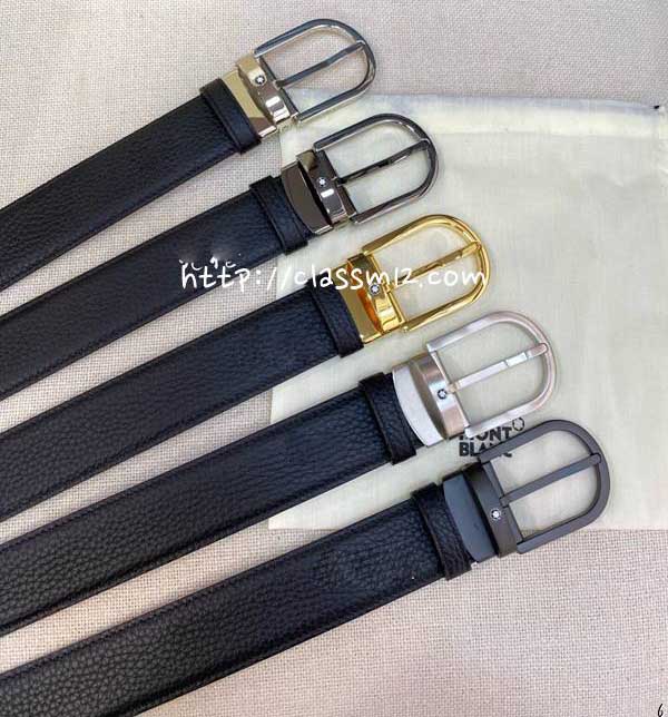 몽블랑 25 한정판 3.5cm 소가죽 카프스킨 벨트 F893