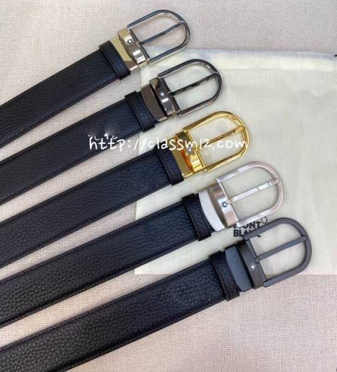 몽블랑 25 한정판 3.5cm 소가죽 카프스킨 벨트 F893