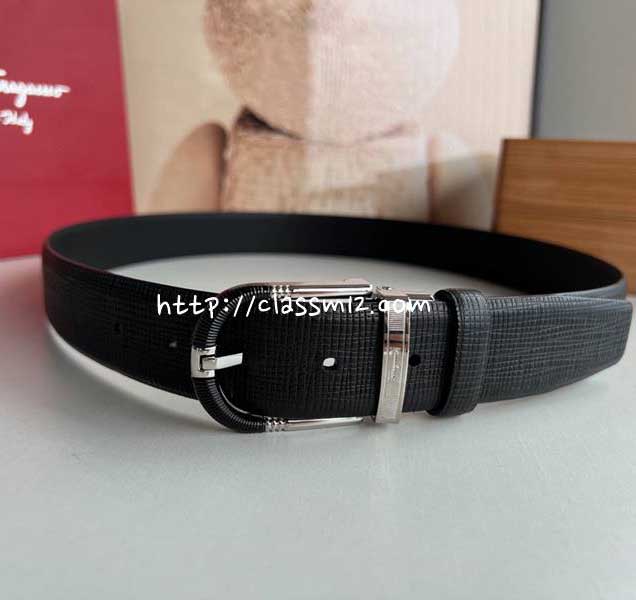 페라가모 25 한정판 3.5cm 소가죽 카프스킨 벨트 F901