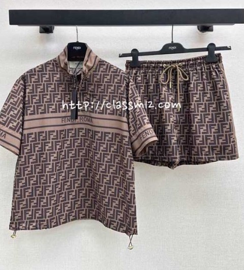 펜디 25 한정판 반팔 티셔츠 반바지 세트 A11775