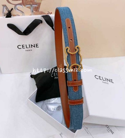 셀린느 25 한정판 2.5cm TRIOMPHE TAURILLON 소가죽 카프스킨 벨트 F914