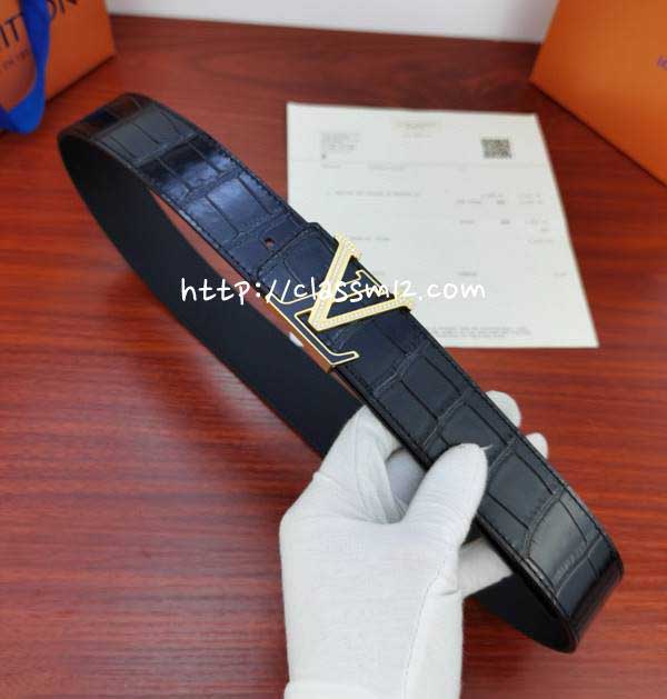 루이비통 25 한정판 4.0cm 소가죽 카프스킨 벨트 F925