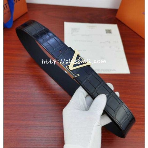 루이비통 25 한정판 4.0cm 소가죽 카프스킨 벨트 F925
